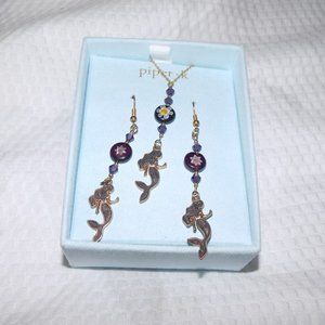 MERMAID BLACK BEADED NECKLACE AND EARRINGS